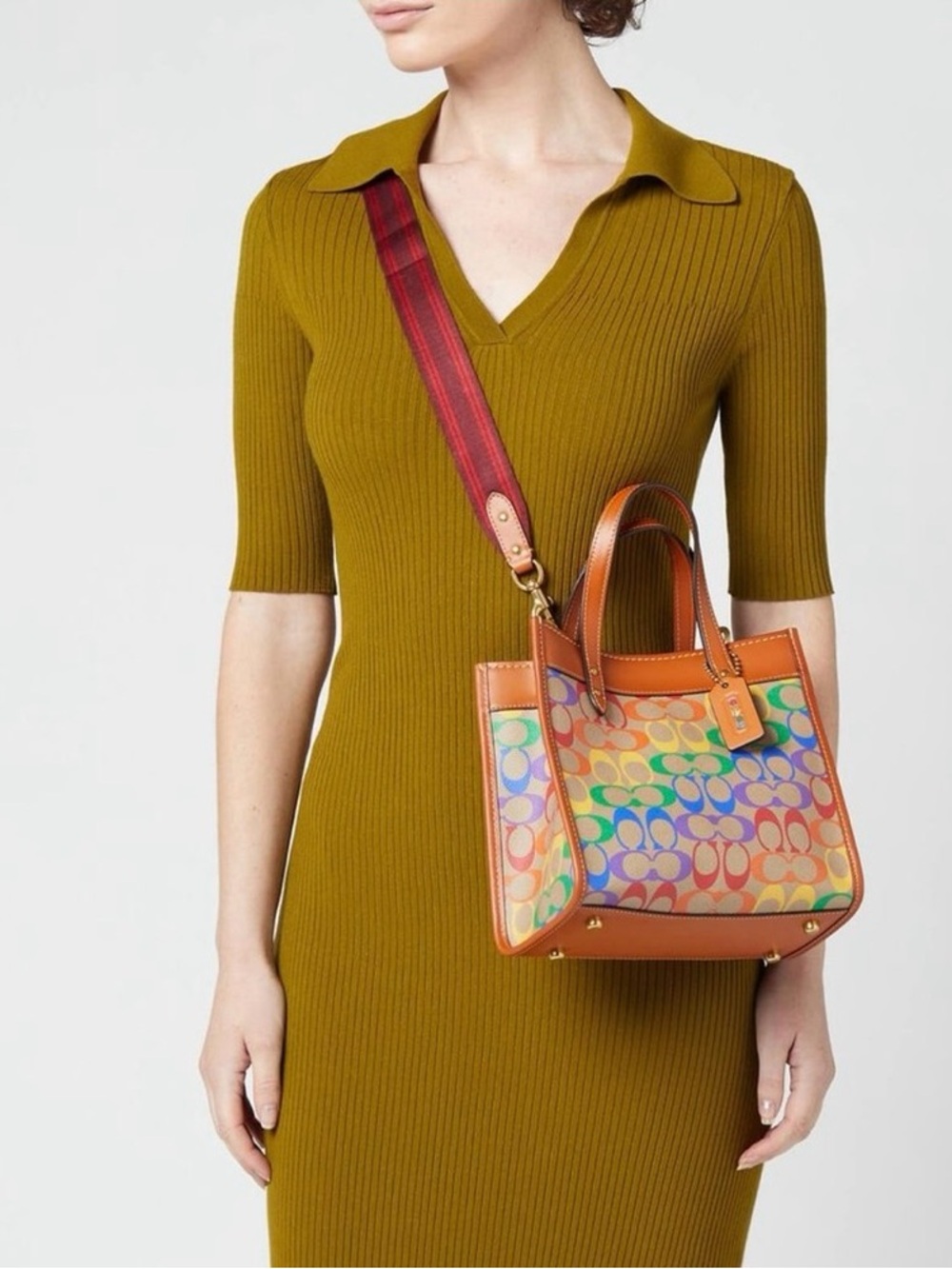 Coach Multicolor Signature Canvas Crossbody with Brown Leather Trim - Picture 13 of 13